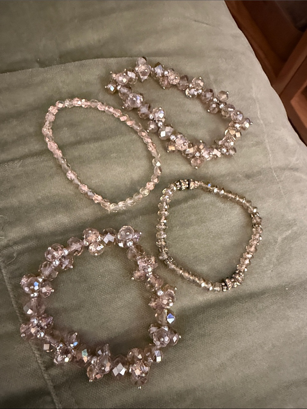 Sparkling Champagne Tone Crystal Stretch Bracelet - Women Jewelry - Picture 2 of 2